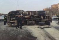 واژگونی کمپرسی در اتوبان کسایی تبریز