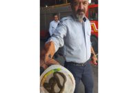 مارگیری از خودرو در شهرک میلاد مرند با حضور آتش‌نشانان شهرداری مرند